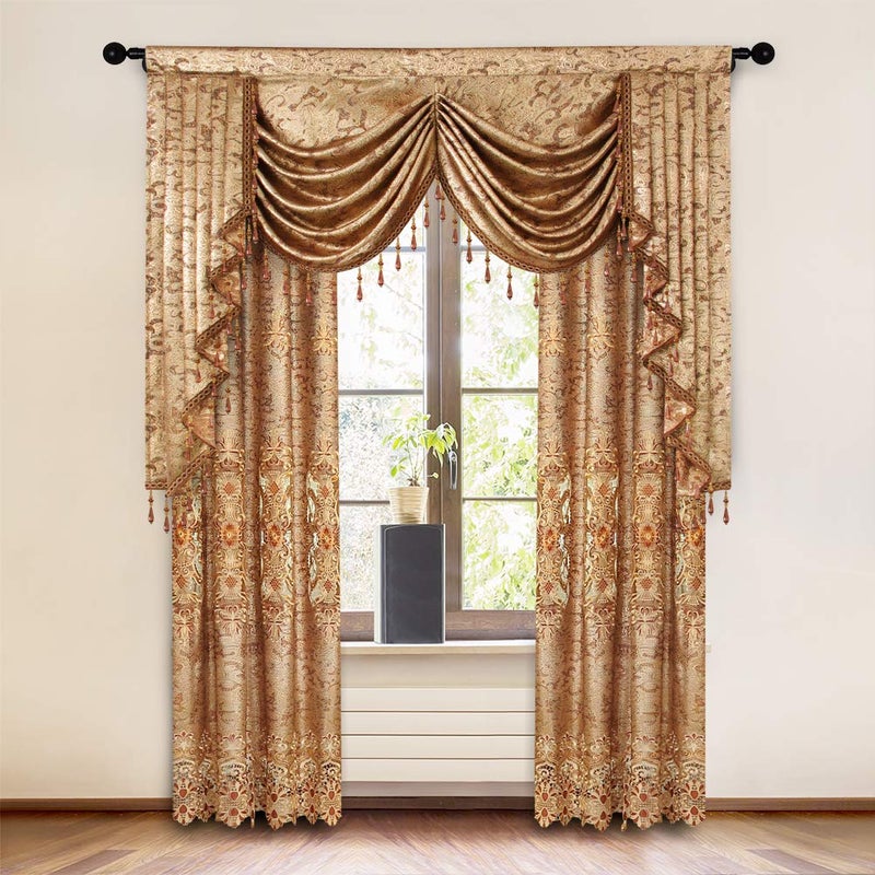 ELKCA European Curtain Valances for Living Room Luxury Window Curtains for Bedroom, Rod Pocket (W39inch,1 Panel) - Image 2